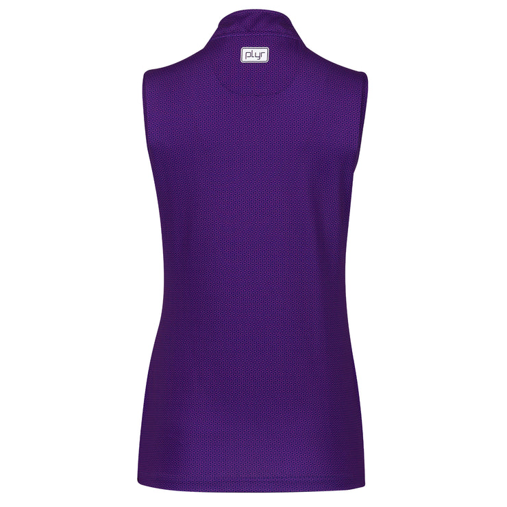 Womens Sleeveless Geometric Polo - Purple