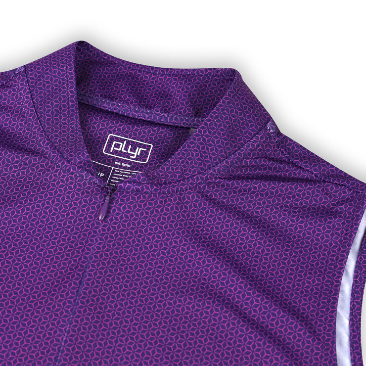 Womens Sleeveless Geometric Polo - Purple