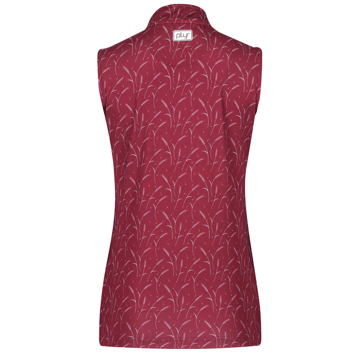 Womens Sleeveless Prairie Wheat Polo - Maroon