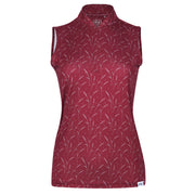 Womens Sleeveless Prairie Wheat Polo - Maroon
