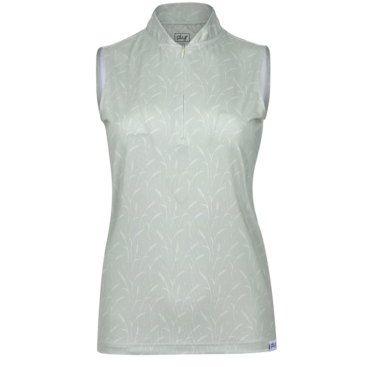Womens Sleeveless Prairie Wheat Polo - Sage Green