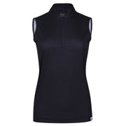 Womens Sleeveless Geometric Polo - Black