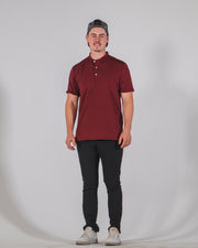 Statement Blade Collar Polo - Maroon