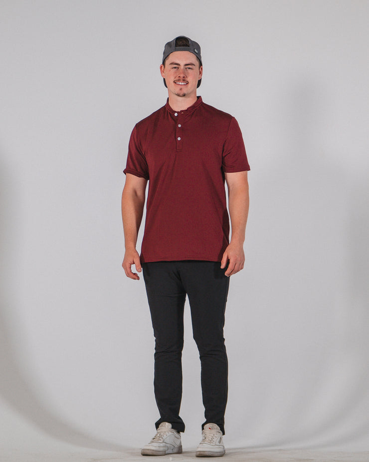 Statement Blade Collar Polo - Maroon