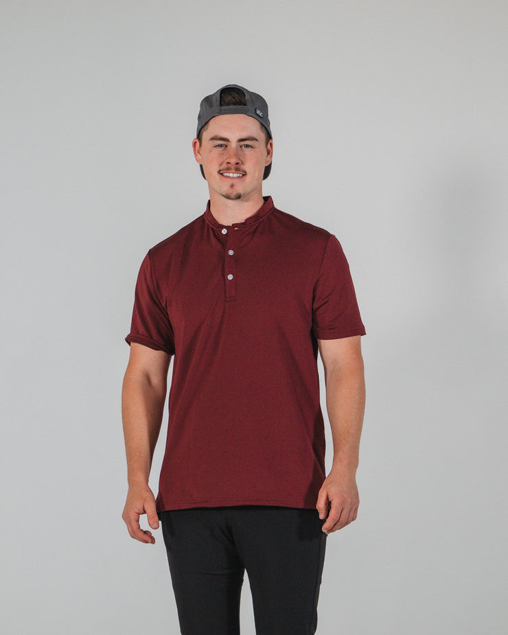 Statement Blade Collar Polo - Maroon