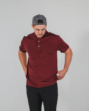 Statement Blade Collar Polo - Maroon