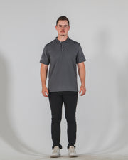 Statement Blade Collar Polo - Charcoal