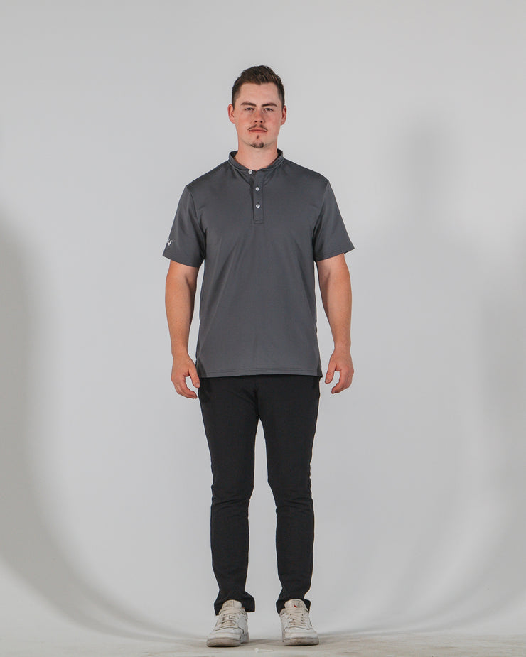 Statement Blade Collar Polo - Charcoal
