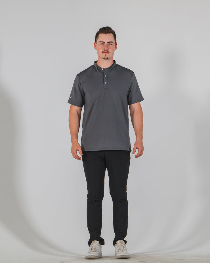 Statement Blade Collar Polo - Charcoal